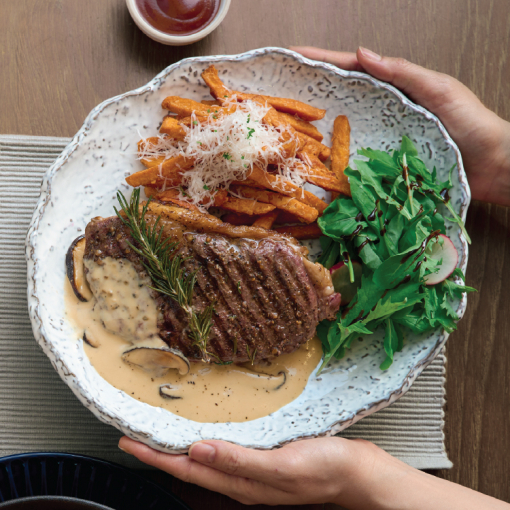 OTTN80092 สเต็กเนื้อสันนอกออสเตรเลียกับฟรายส์มันหวาน